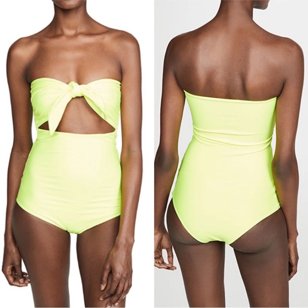 MIKOH Lana One Piece Swimsuit Yellow Size Small
